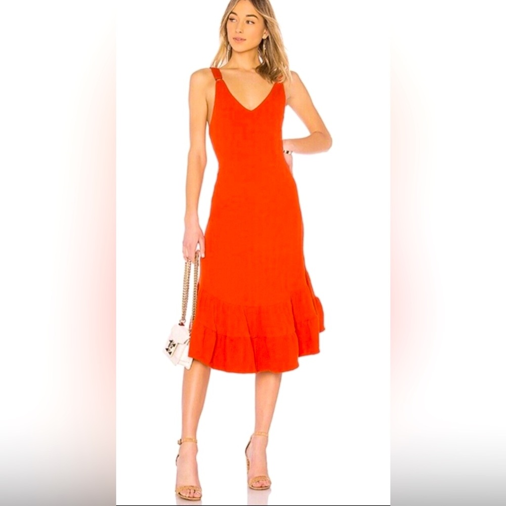 Free People Into You Red Midi Dress with plunging neckline and low back, size M